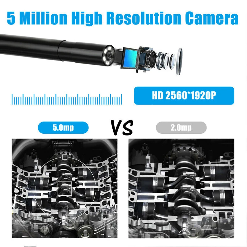 VicTsing 5.0MP беспроводной Эндоскоп камера WiFi осмотр 5,5 мм HD 2560*1920 бороскоп 6 светодиодов Инструменты для ремонта автомобилей для IOS Android