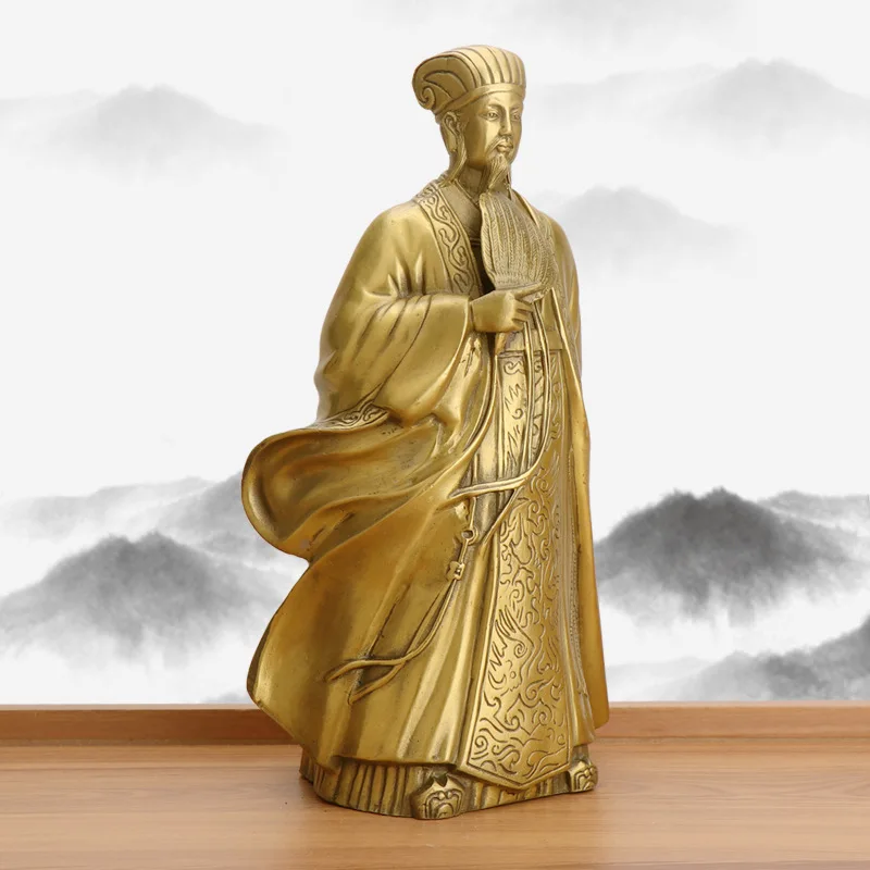 Zhuge Liang статуя из чистой меди ремесла фэн-шуй украшения Скульптура сна Grgon бронзовые украшения семьи, украшения офиса