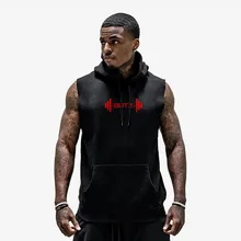 Спортивный жилет с капюшоном для мужчин, повседневный жилет для фитнеса, тренировочный костюм без рукавов для бега, европейский и американский стиль, без рукавов, Sh