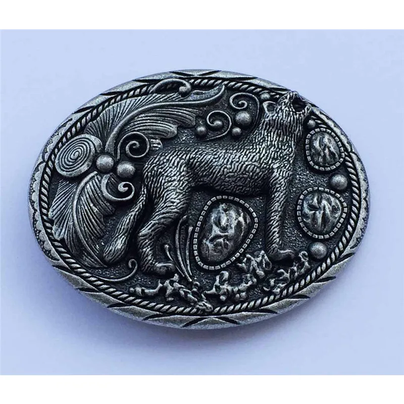 

Heavy embossed Wolf eagle cowboy jeans gift belt buckle antique silver finish with width loop can drop shipping