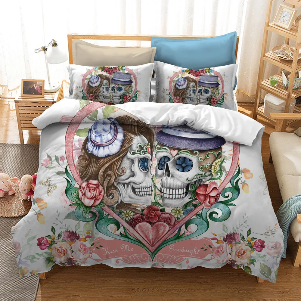 Bedding Set Printed Skull For Home Queen King 12 Sizes Duvet Cover Set With Pillowcase Bedding Linen 2/3Pcs Luxury Home Textiles - Цвет: color3