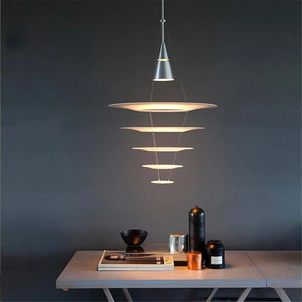 Enigma Suspended lights Nordic Danish Designer Spiral Acrylic Ring Led white pendant light Hotel Home minimalist Pendant lamp | Лампы и