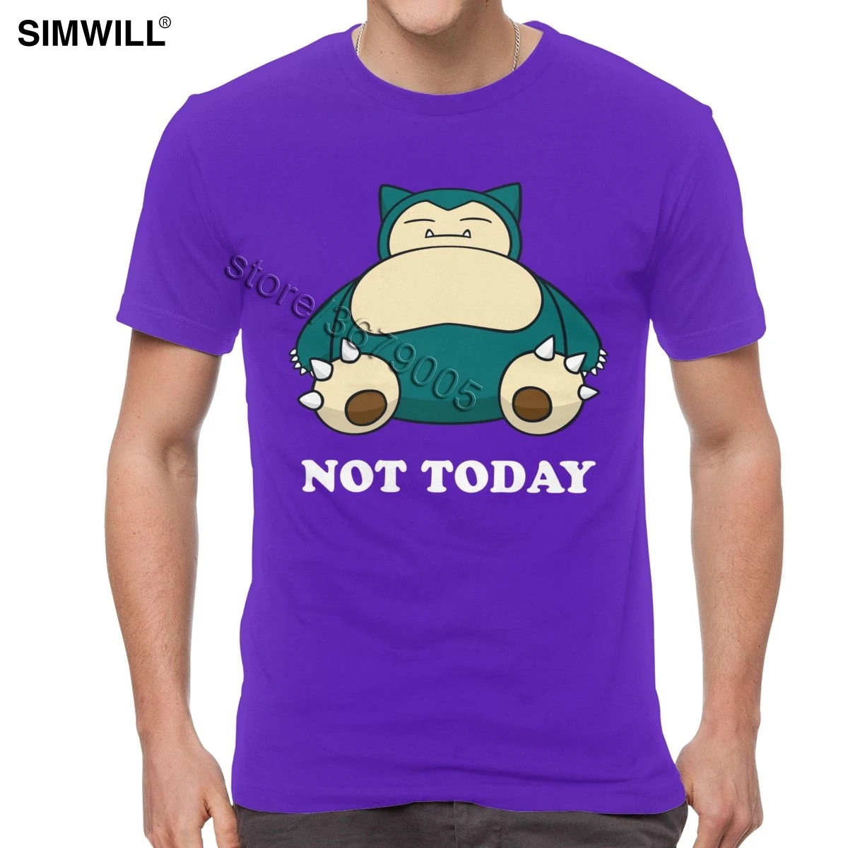 Модная футболка Snorlax Not Today, забавные летние футболки с покемонами, Мужская хлопковая футболка с коротким рукавом, уличная футболка с рисунком храпа - Цвет: Фиолетовый