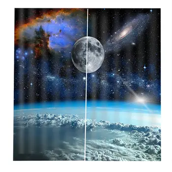 

Space Decor Window Curtains Galaxy Stars in Celestial Astronomic Universe Drapes for Living Room Bedroom Decorations