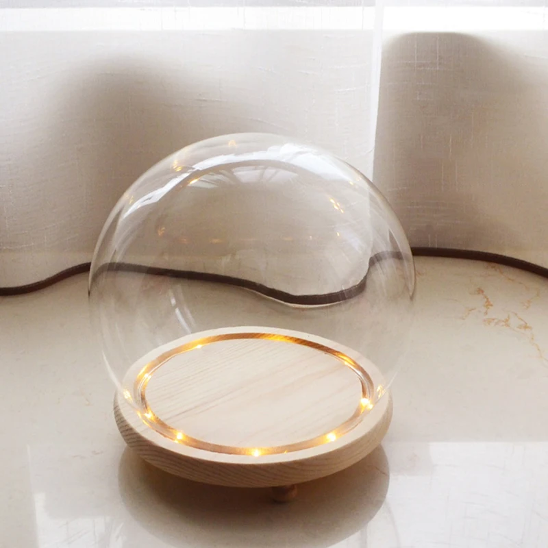 Glass Display Dome Cloche with Base Anti-dust Large Size Office Home Decoration for Gold Rose Silver Rose Collections