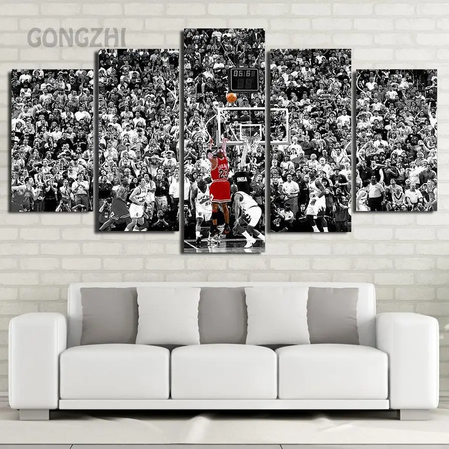 Комплект из пяти Картина на холсте тему спорта Wall Art постер с Майклом Джорданом