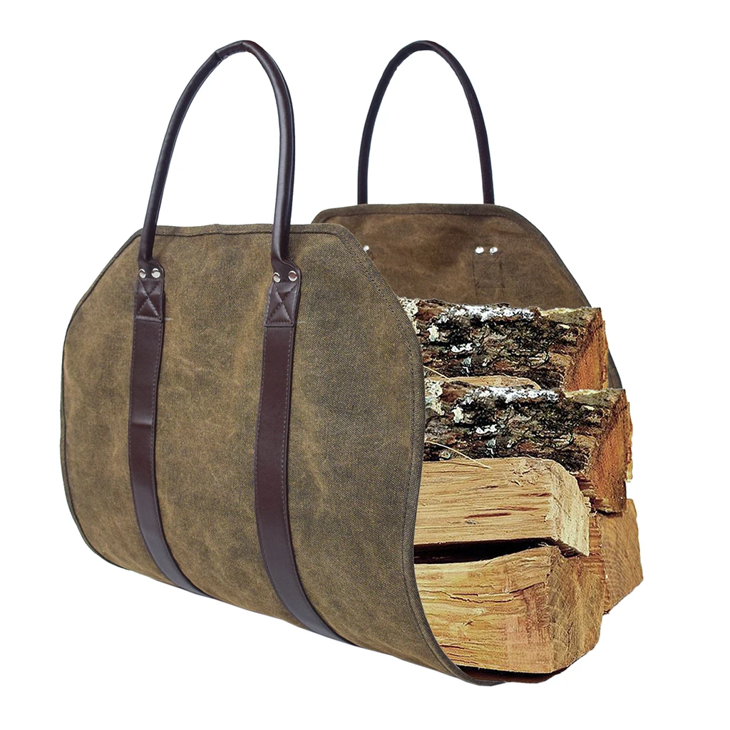 

Heavy Duty Log Caring Tote Bag Large Fire Wood Durable Firewood Holder Fireplace Accessories Storage Bag