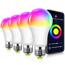 15W Siri Voice Control WiFi Smart Light Bulb E27 B22 Dimmable RGB+CCT Lighting Bulbs Timing Function Work With Alexa Google Home