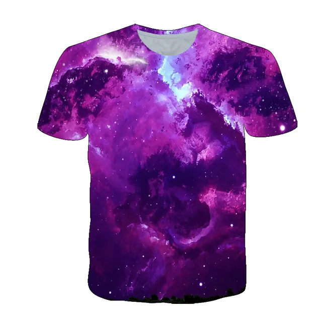 Summer Beautiful Starry Sky Men t-shirt New Interesting Cosmic Nebula  graphic t shirts 3D Fashion Breathable Print T-shirt Top