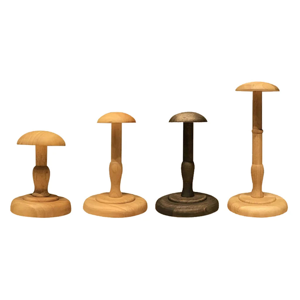 Wooden Cap/Hat Stand, Tabletop Decorative Wig Holder, Hat Display Rack Stand- Multi-Purpose - Various Colors & Sizes