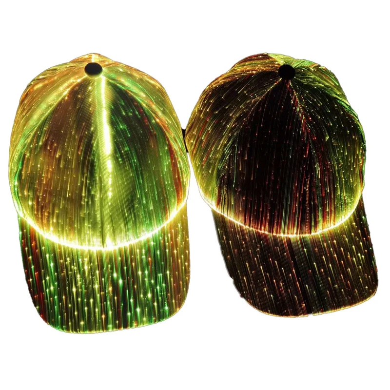 LED Luminous Baseball Cap Men Women 2020 Optical Fiber Creative Outdoor Night Sport Performance Dazzling Colors Linen Snapback
