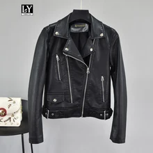 Ly Varey Lin новые женские осенние черные Базовые Куртки из искусственной кожи с воротником-стойкой на молнии из искусственной кожи, мотоциклетная короткая верхняя одежда