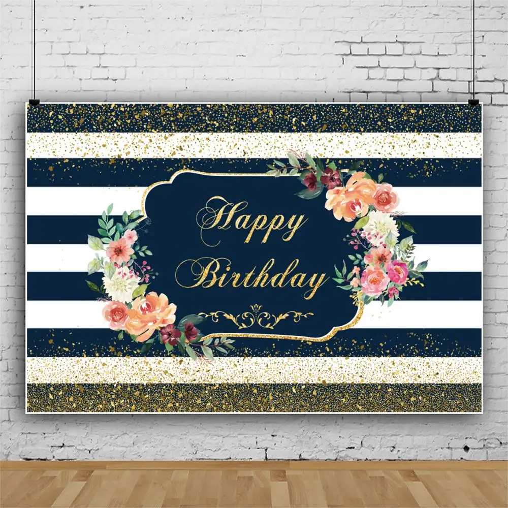 

Laeacco Golden Celebration Birthday Party Backdrop Photography Customized Portrait Poster Background For Photo Studio Photozone