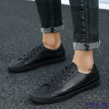 

Men Breathable Leather Casual Shoes For Men Fashion White Sneakers Comfortable Flat Shoes Men Footwear 2020 Casual Men Shoes