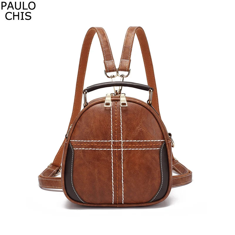 

CHISPAULO Neue Designer Mode Frauen Rucksack Mini Weichen PU oil wax skin Multi-Funktion vintage Damen Schulter Bag Girl
