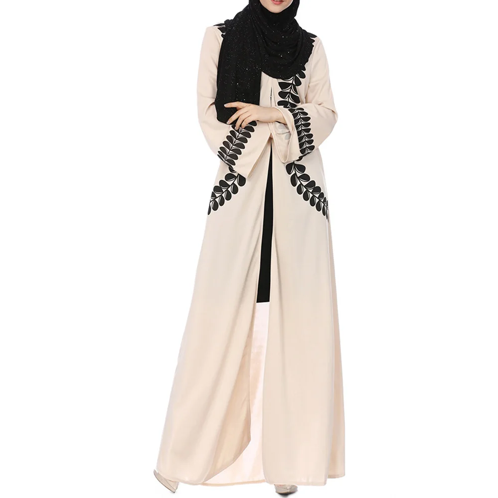 Abaya Jilbab мусульманское Макси платье с цветочным принтом розового размера плюс