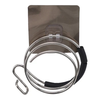 

Hair Dryer Holder Blower Organizer Adhesive Wall Mounted Nail Free No Drilling Stainless Steel Spiral Stand for Bathroom
