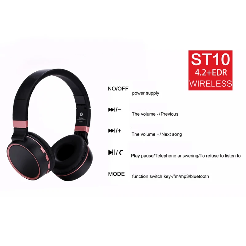 ST9 гарнитура Bluetooth беспроводной Вызов FM Радио стерео разъем карты памяти шумоподавление Гарнитура