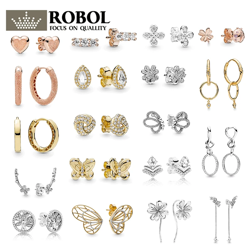 

PDB ED 17 925 Pure Silver 1:1 High Quality Woman Clover Heart-shaped Butterfly Earrings Jewelry