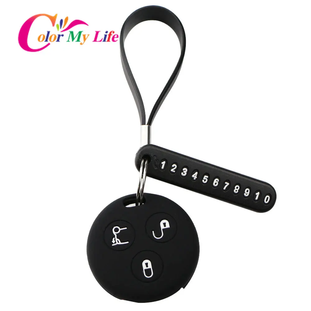 Silicone Car Key Fob Cover Case Chain Phone Number Keychain for Benz Smart City Roadster Fortwo Holder Styling | Автомобили и