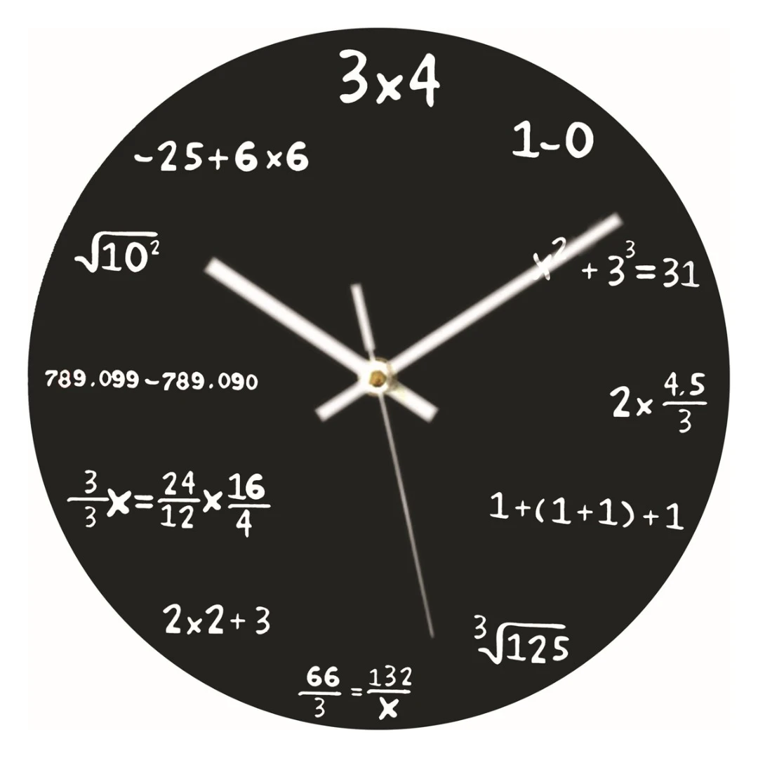 New Creative Mathematic Wall Clock 30cm Large Math Formulas Clock Hanging Watch Black for Home Bedroom Decorative Ornament