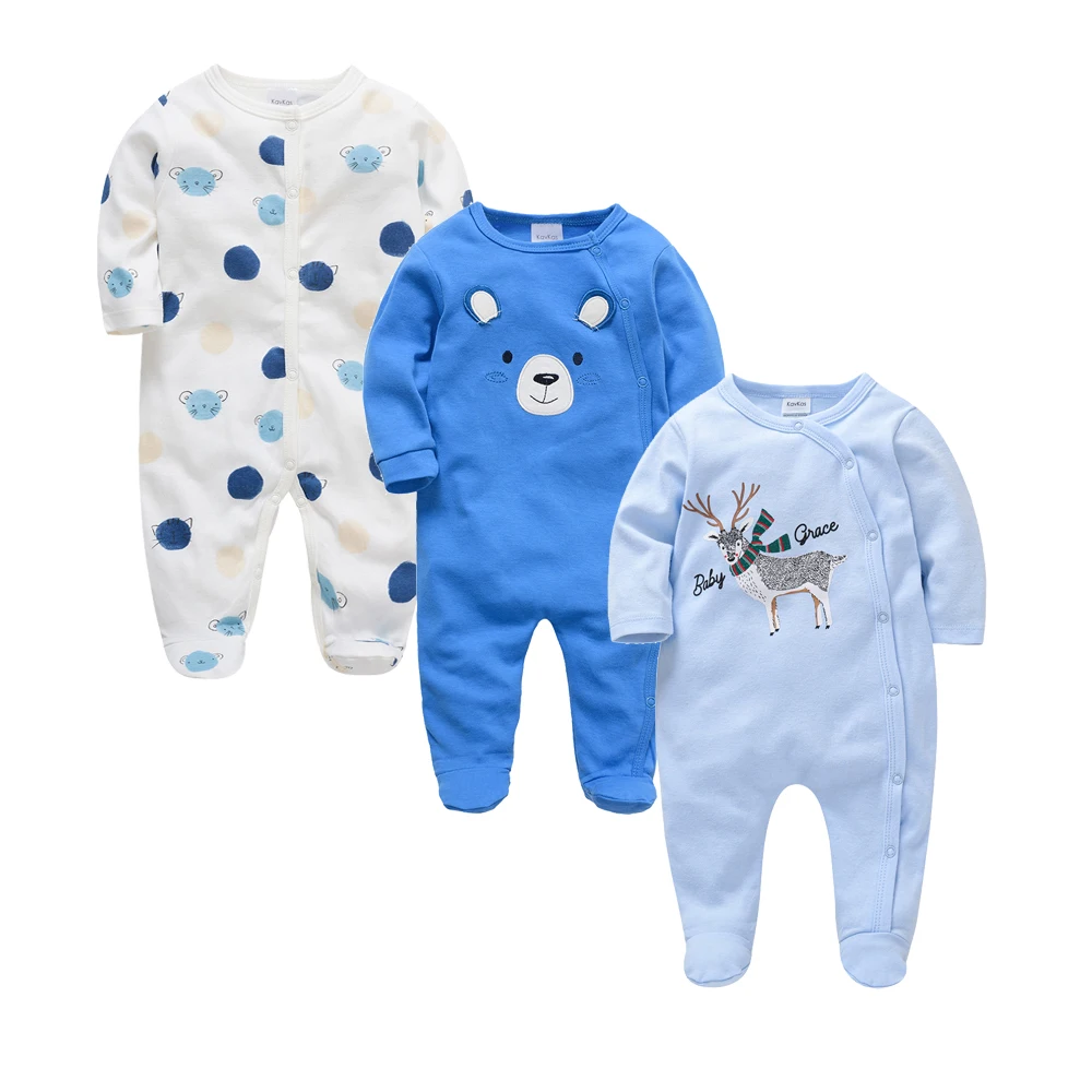 2020 2/3 pcs set Baby Rompers 0-12 months Cotton Autumn Winter Overalls Cartoon Print Newborn Clothes Infant Toddlers Jumpsuit |