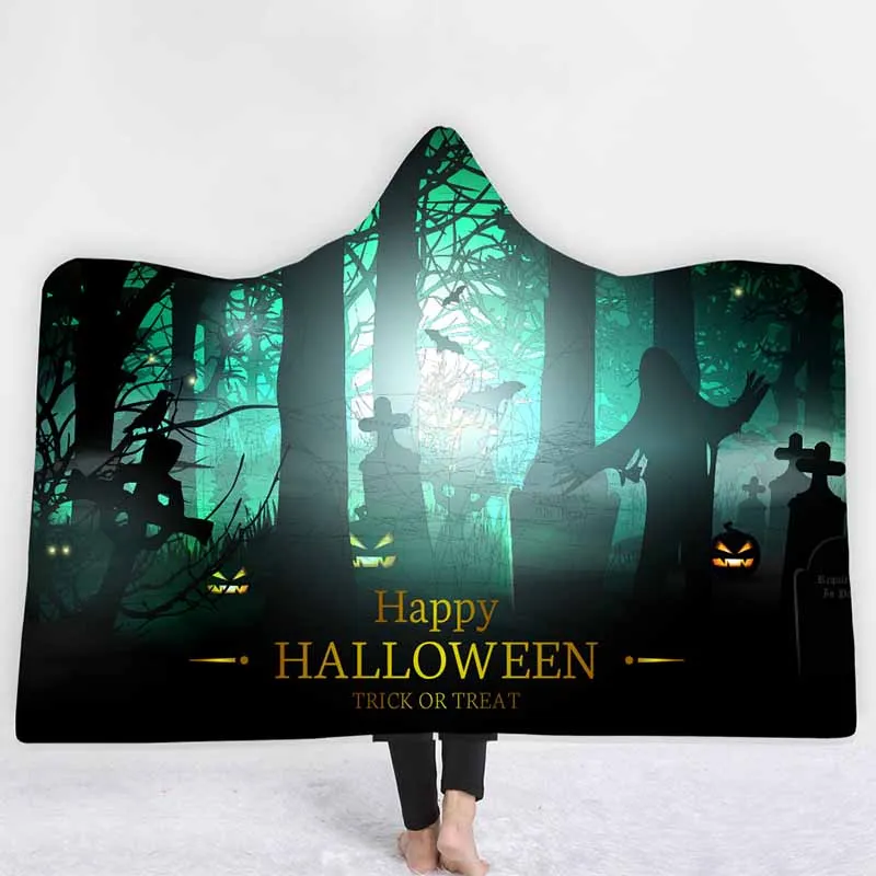 Праздничная Тыква с надписью Happy Halloween одеяло с капюшоном бархатные двойные Слои для дивана, из микрофибры Одеяло мягкие пледы Одеяло верхняя детская одежда - Цвет: COLOR 13