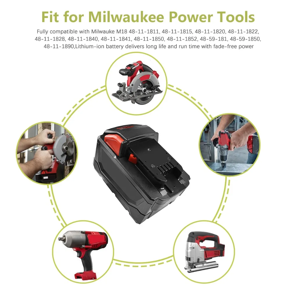 Bonacell 9.0Ah литий-ионная аккумуляторная батарея для Milwaukee M18 48-11-1815 48-11-1850 Repalcement M18 батарея 2646-20 2642-21CT