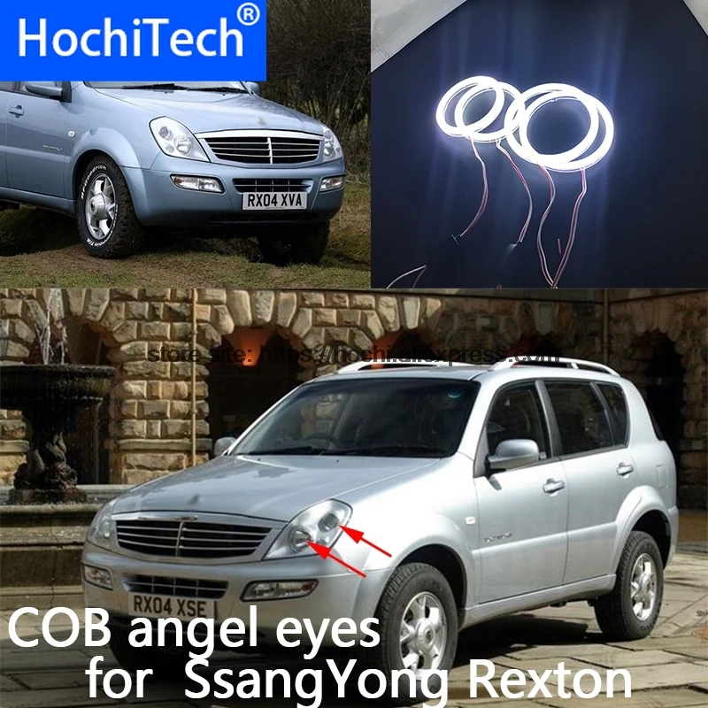 Для Ssangyong Rexton 2003 2004 2005 COB Led дневной свет Белый Halo Cob Led angel eyes кольцо без ошибок ультра яркий