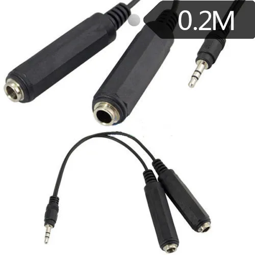 

3.5mm Male Plug To 2 6.35mm Female Jack Adapter Audio Y Splitter Cable 20cm