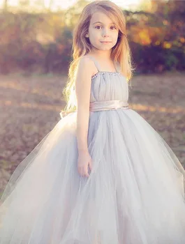 

2019 New tulle baby bridesmaid flower girl dress fluffy ball gown birthday evening prom cloth tutu party wedding dress Vestido