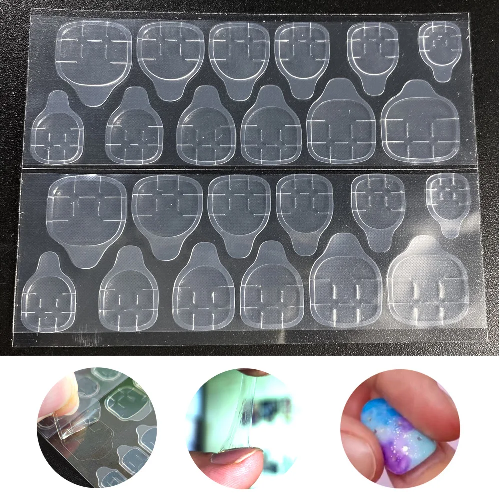 

240pcs Solid Glue DIY Nail Tips Double Sided Self Adhesive Stickers Jelly Waterproof False Art Extension Fake Nail Glue Tool