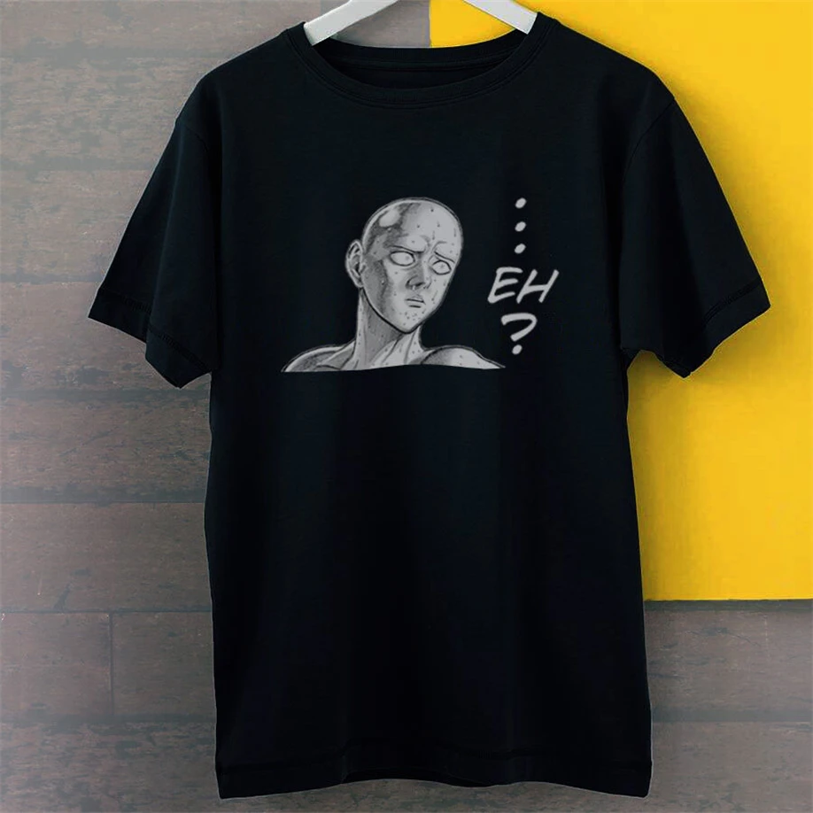 Saitama Eh Face Funny One Punch Man Manga Inspired New Black Tees T-Shirt S-3XL Harajuku Hip Hop tee shirt |