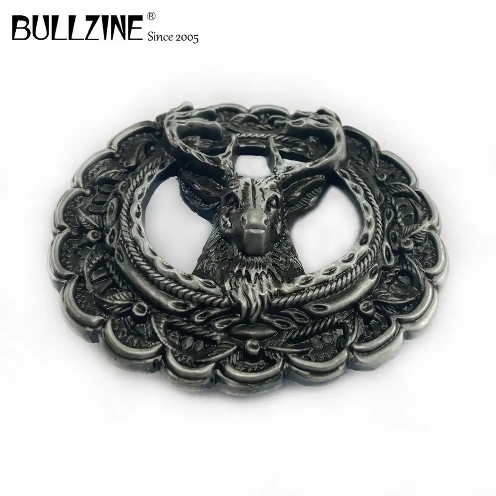 Оптовая продажа пряжка для ремня Bullzine в виде оленя с оловянной отделкой подходит