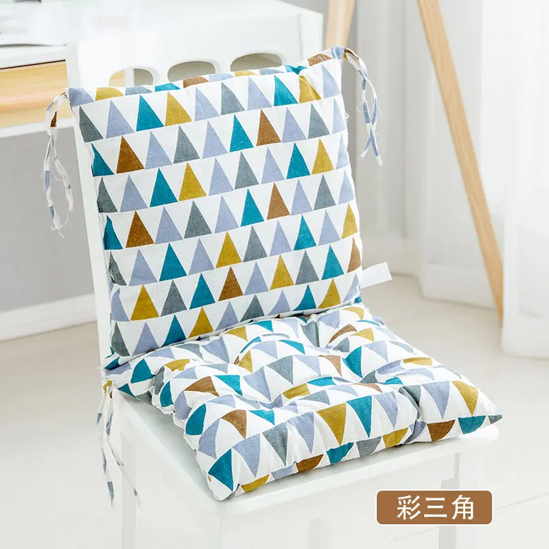 colorful triangle Conjoined Chair Cushion Back Cushion Office Chair Cushion Dining Chair Pad Zipper Splicing Conjoined Seat Pad Home Decor Pad - Цвет: colorful triangle