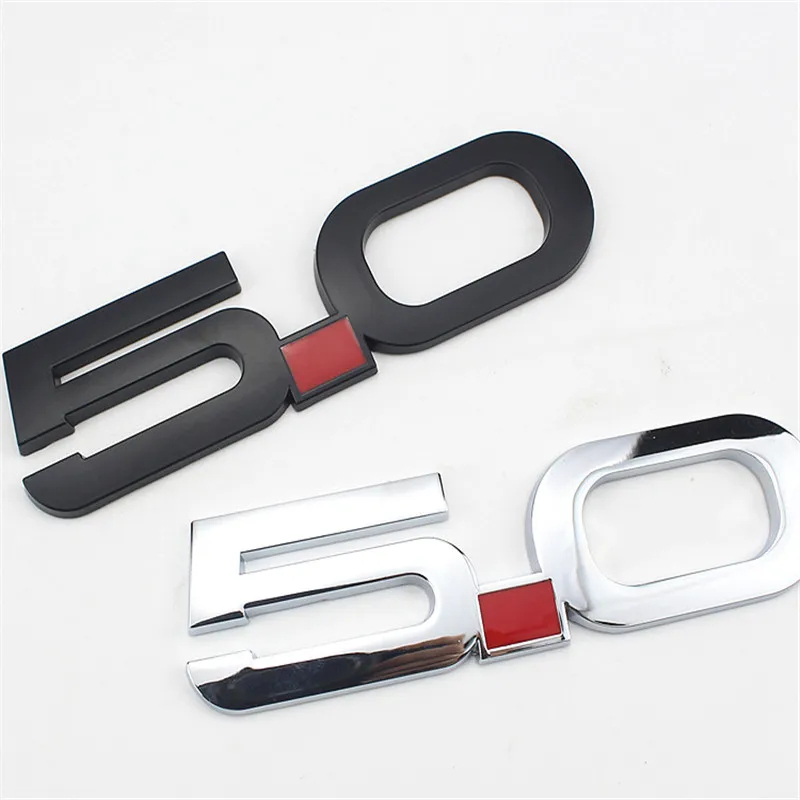

1PC Black Chrome 5.0 For Car Fender Side Or Rear Trunk Metal Badge Emblem Sticker Decal Auto Exterior Displacement Decoration