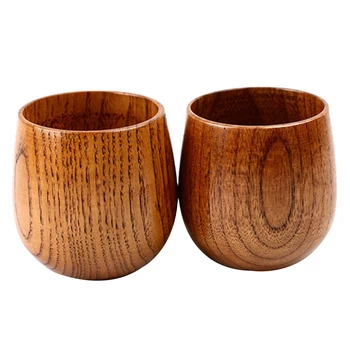 

2PCS Natural Wooden Water Pot Classic Wood Cups and Mugs Coffee Milk Tea Mug Home Cafe Bar Drinking Cup Drinkware