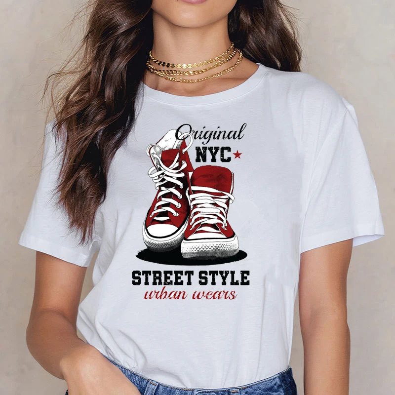 Белая футболка LISALA женские топы модная обувь для катания на коньках с буквенным