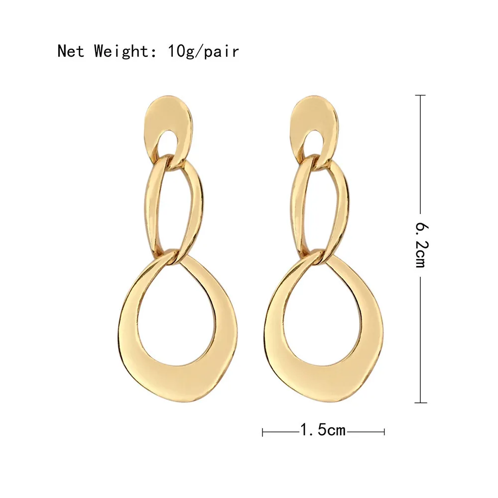 Drop Earrings Gold Color Irregural Shape Linked For Women Party and Fashion Show