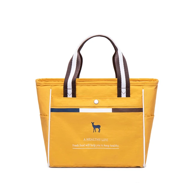 Winner Portable Lunch Bag New Thermal Insulated Lunch Box Tote Cooler Handbag Pouch Dinner Container School Food Storage Bags Horizontal-Yellow