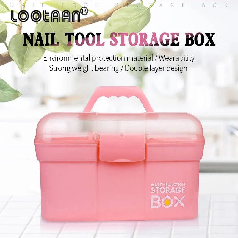 

Lootaan New Nail Storage Box Plastic Scissors Makeup Storage Boxes Nail Polish Pen Brushes Desktop Container Manicure Tool
