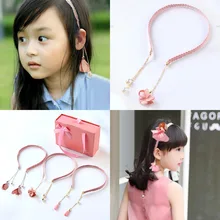 С поддельными серьгами, повязка на голову, Детские резинки для волос, Милая принцесса, Розовые Кисточки, кулон, Южная Корея, милые женские аксессуары для волос