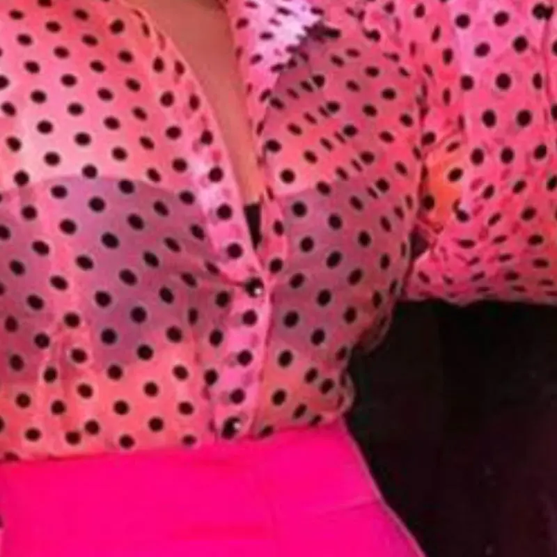 Женские топы, блузка, африканская, в горошек, розовая, красная, блузка, офисная, для девушек, элегантная, шикарная, пышная, с длинным рукавом, рубашка, женская блузка, рубашки