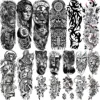 Full Arm Temporary Tattoos Sleeve For Men Women Realistic Fake Tatoos Warrior Lion Tiger Flower Tatoo Sticker Black Totem Maori 1