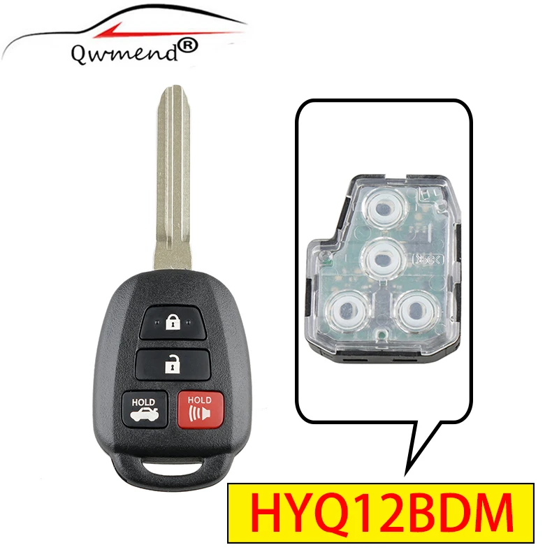 

QWMEND HYQ12BDM Remote Key for Toyota Camry 2012 2013 2014 2015 2016 G/H Chip Original Car Key 4 Button