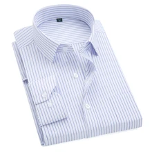 Большие размеры S до 8xl Формальные рубашки для мужчин полосатые с длинными рукавами нежелезные приталенные рубашки
