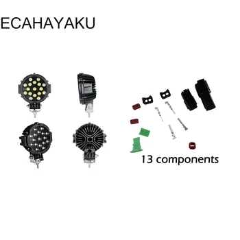 

ECAHAYAKU 7" Round LED Bull Bumper Bar Light 51W Black Red with Deutsch DT Connector Plug for Offroad Wrangler Pickup Truck 4x4