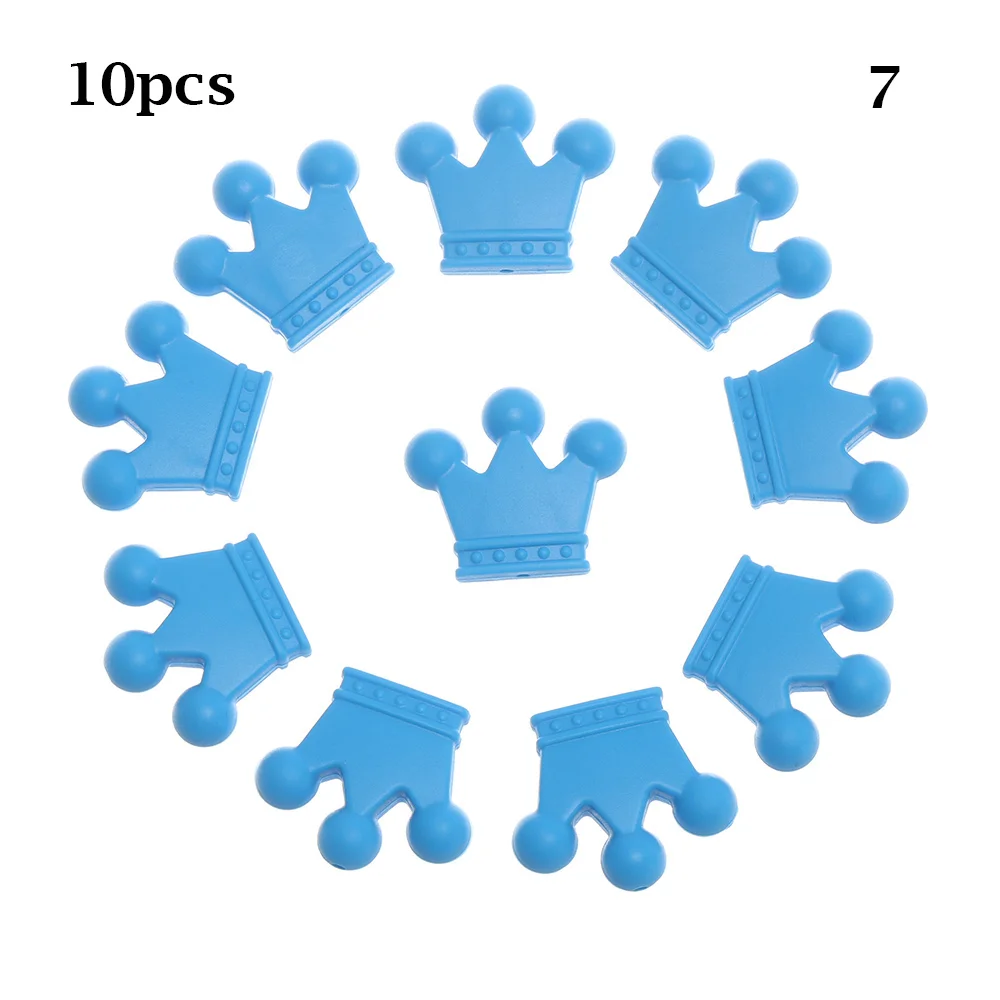 10 шт. Корона силиконовые жевательные бисер ребенок прорезывание зубов игрушки пищевой силикон DIY соска цепь кулон аксессуары Детские Прорезыватели - Цвет: 7
