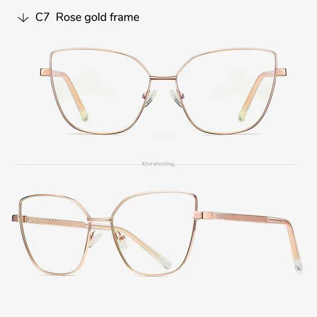 Toketorism Quality Anti Blue Glasses For Women Fashion Computer Eyeglasses Optical Frame ROSE GOLD