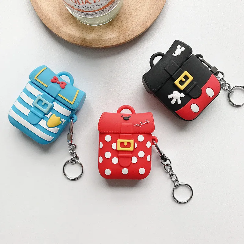 Для AirPod 2 Чехол 3D школьная сумка рюкзак девочка мультфильм мягкий силиконовый
